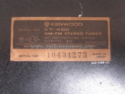 AM-FM Stereo Tuner KT-400; Kenwood, Trio- (ID = 1737714) Radio