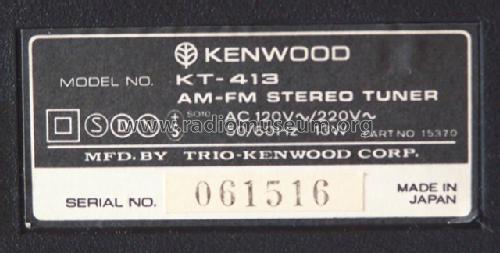 AM-FM Stereo Tuner KT-413; Kenwood, Trio- (ID = 1707432) Radio