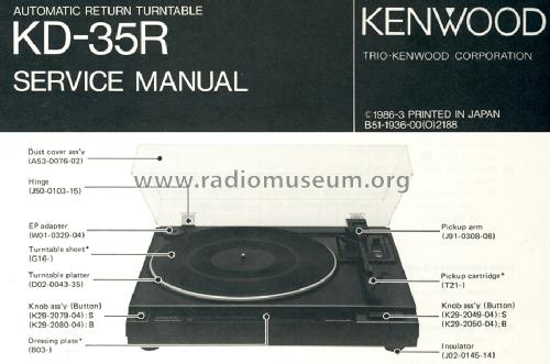 Kenwood, Trio- Belt Drive Automatic Return Turntable KD-35R (2). Q: Kenwood...