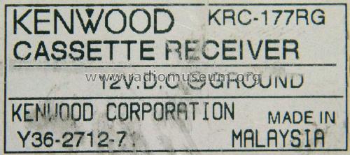 Cassette Receiver KCR-177RG; Kenwood, Trio- (ID = 1895330) Car Radio