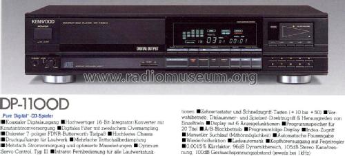 Compact Disc Player DP-1100D; Kenwood, Trio- (ID = 2326633) R-Player