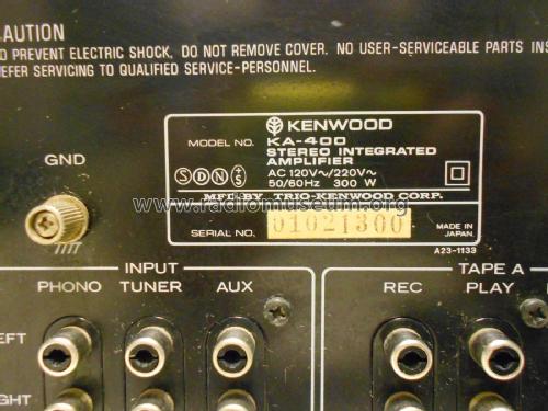 DC Stereo Integrated Amplifier KA-400; Kenwood, Trio- (ID = 2240190) Ampl/Mixer