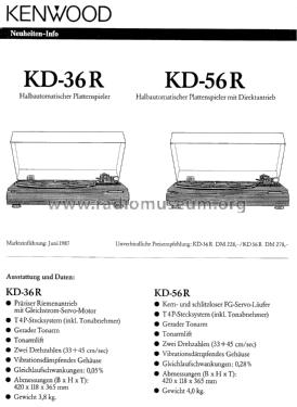 Direct Drive Automatic Return Turntable KD-56R; Kenwood, Trio- (ID = 2025761) Sonido-V
