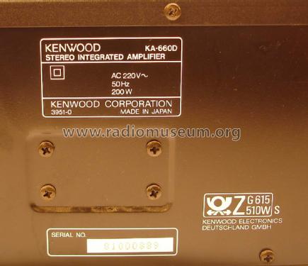 Stereo Intergrated Amplifier KA-660D; Kenwood, Trio- (ID = 1579663) Ampl/Mixer