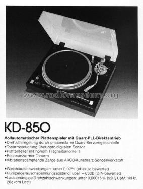 Full-Automatic Quartz PLL Direct Drive Turntable KD-850; Kenwood, Trio- (ID = 1603508) R-Player