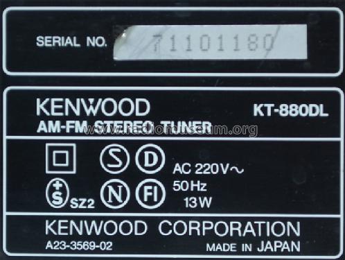 Quartz Synthesizer AM-FM Stereo Tuner KT-880DL; Kenwood, Trio- (ID = 1231253) Radio