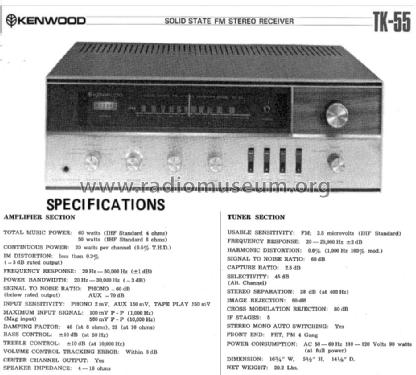 Solid State FM Stereo Receiver TK-55; Kenwood, Trio- (ID = 1713850) Radio