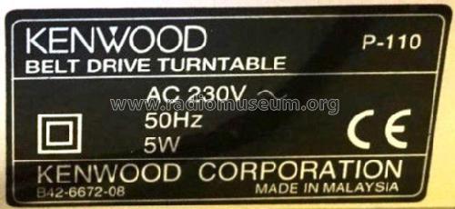 Stereo Automatic Turntable System P-110; Kenwood, Trio- (ID = 2064109) Reg-Riprod