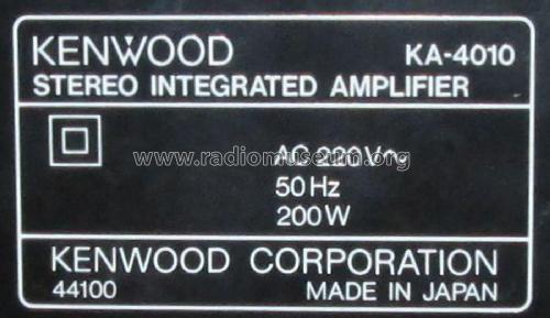 Stereo Integrated Amplifier KA-4010; Kenwood, Trio- (ID = 1942228) Ampl/Mixer