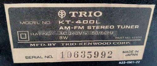 Trio MW-LW-FM Stereo Tuner KT-400L; Kenwood, Trio- (ID = 2620109) Radio