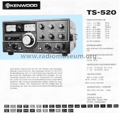 TS-520; Kenwood, Trio- (ID = 744421) Amat TRX