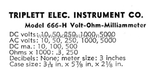 Multimeter 666H; Triplett Electrical (ID = 1147125) Ausrüstung