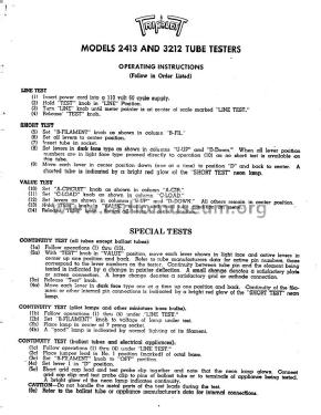 Speed-Chek Tube Tester 2413; Triplett Electrical (ID = 1669945) Equipment
