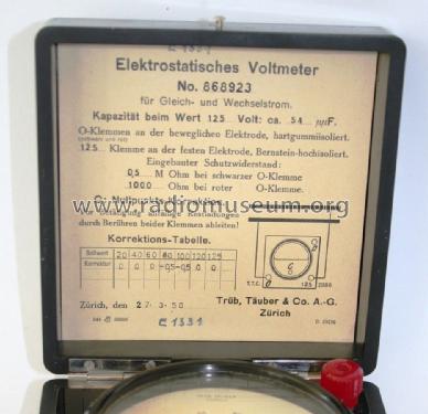 Elektrostatisches Voltmeter ; Trüb, Täuber & Co. (ID = 1724557) Equipment