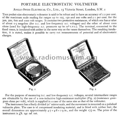 Elektrostatisches Voltmeter ; Trüb, Täuber & Co. (ID = 2208345) Equipment