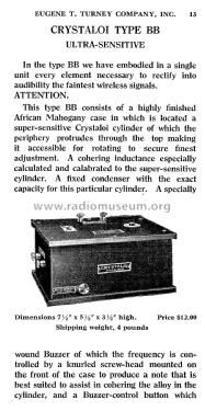 Crystaloi Detector Type BB with Buzzer built in; Turney, Eugene T., (ID = 2303974) mod-pre26