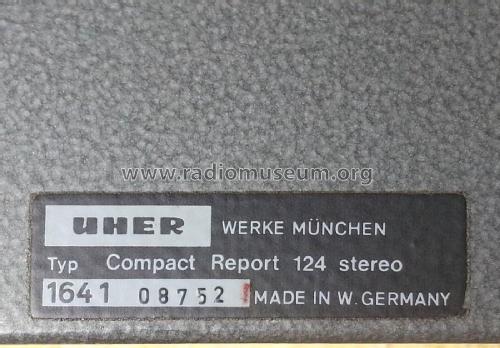 Compact Report stereo 124; Uher Werke; München (ID = 1997943) R-Player