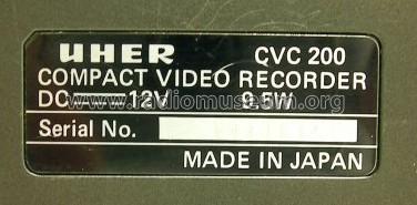 Compact Video Recorder CVC 200; Uher Werke; München (ID = 1810081) Ton-Bild