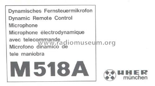 Mikrofon M518A; Uher Werke; München (ID = 902653) Microfono/PU