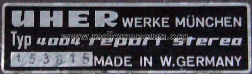 Report Stereo 4004; Uher Werke; München (ID = 894020) R-Player