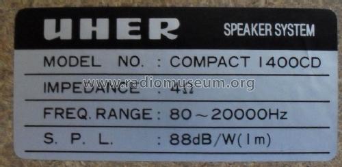 Speaker System Compact 1400CD; Uher Werke; München (ID = 1637840) Speaker-P