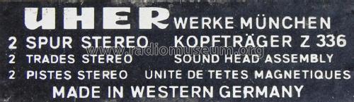 Tonkopfträger Halbspur Stereo Z 336; Uher Werke; München (ID = 1859404) Microphone/PU