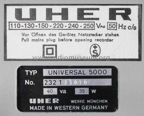 Universal 5000; Uher Werke; München (ID = 1457510) R-Player