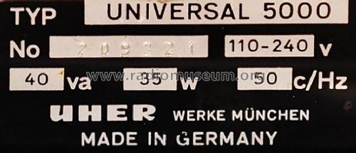 Universal 5000; Uher Werke; München (ID = 1746378) Enrég.-R