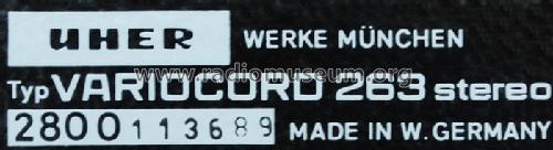 Variocord Stereo 263; Uher Werke; München (ID = 1031287) Sonido-V