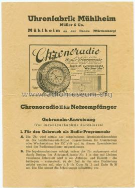 Chronoradio Type II Radio-Programmuhr Schaltuhr Nr. 5365/II; Uhrenfabrik Müller & (ID = 1953474) Diversos