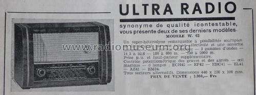 W 63; Ultra Electric Belge (ID = 1754522) Radio