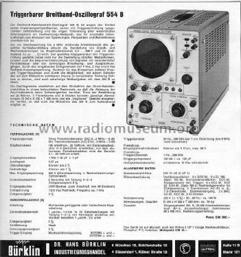 Oscilloscope 554B; Ultron-Elektronik (ID = 212105) Equipment