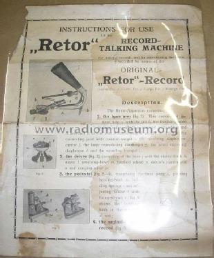 Retor Record Talking Machine ; UNBEKANNTE FIRMA D / (ID = 1180322) TalkingM