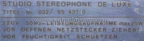 Studio Stereophone de Luxe 032/95 437 0; UNBEKANNTE FIRMA D / (ID = 1743749) Enrég.-R