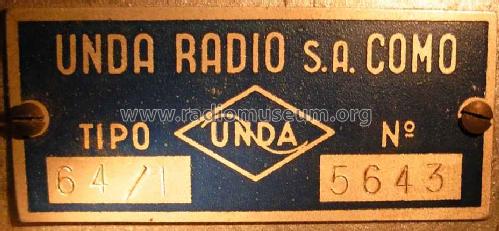 Quadriunda R64/1; Unda Radio; Como, (ID = 1093788) Radio