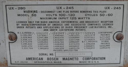 58 A ; United American (ID = 1462963) Radio