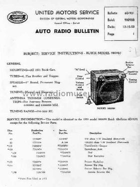 980980 Buick; United Motors (ID = 1612457) Car Radio