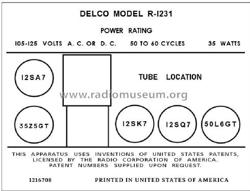 Delco R-1231; United Motors (ID = 2878414) Radio