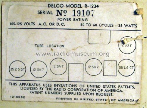 Delco R-1234 ; United Motors (ID = 1265745) Radio