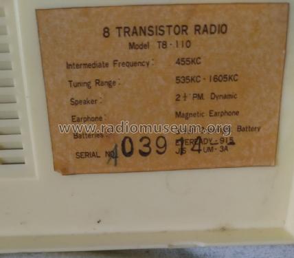 Play-Rite 8 Transistor T8-110; Unknown - CUSTOM (ID = 2557679) Radio
