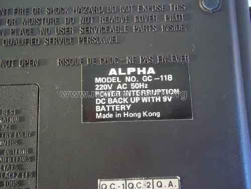 Alpha GC-118; Unknown - CUSTOM (ID = 1239648) Radio