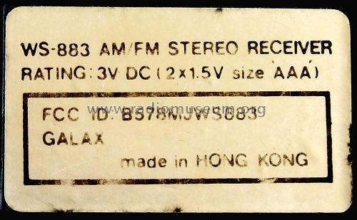 AM/FM Stereo Receiver - Galax WS883; Unknown - CUSTOM (ID = 2407943) Radio