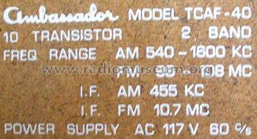 Ambassador TCAF-40; Ambassador Allied (ID = 502456) Radio