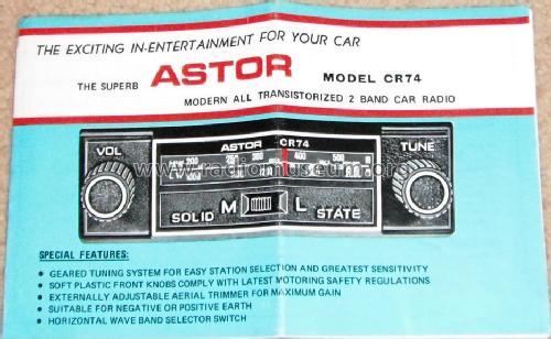 Astor - Solid State CR74; Unknown - CUSTOM (ID = 1718103) Car Radio