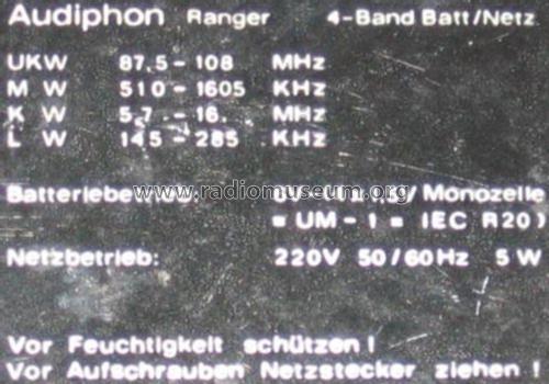 Audiphon Ranger ; Unknown - CUSTOM (ID = 580649) Radio