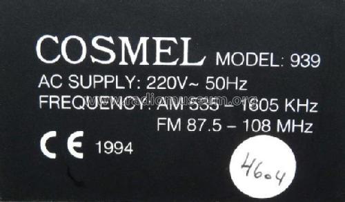 Cosmel Portable CD Player AM/FM Radio Cassette Recorder 939; Unknown - CUSTOM (ID = 1731844) Radio
