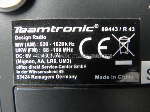 Design Radio Teamtronic 89443/R43; Unknown - CUSTOM (ID = 1309802) Radio