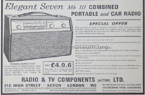 Elegant Seven Mk III ; Unknown - CUSTOM (ID = 1269530) Radio