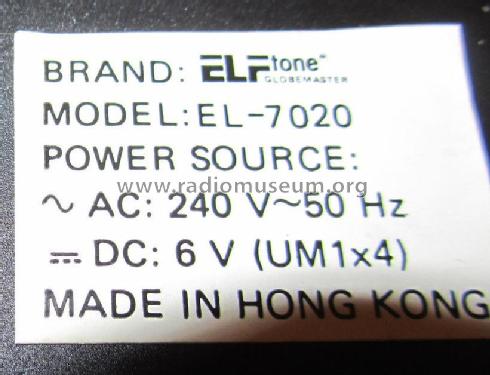 Globemaster - Solid State - Multi Band - Battery/Electric EL-7020; ELFtone brand; Hong (ID = 1738156) Radio