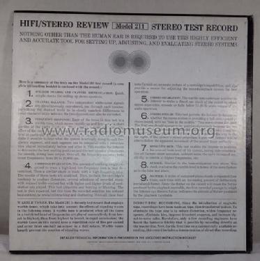 HiFi/Stereo Review - Stereo Test Record 211; Unknown - CUSTOM (ID = 1758775) Equipment